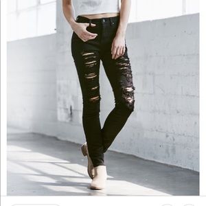 Kendall and Kylie Black Distressed Jeans
